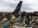 Сбитый террористами самолет украинских военных Ил-76.