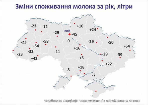 На 42 л больше молока потребили в Черновицкой области. В Луганской потребления молока сократилось на 64 л.