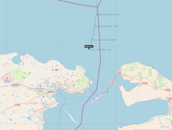 Турецкий балкер BEHCET C (IMO: 9503744, с грузом из Мариуполя в Монфальконе) ждет разрешения на прохождение по Керченскому проливу с 21:00 мч 23.06.18 (3,5 суток)