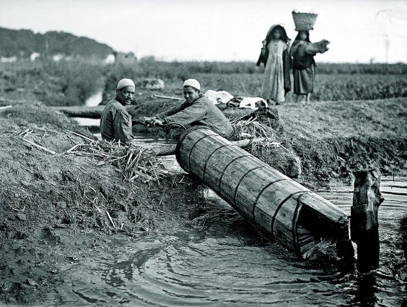 Селяни качають воду біля міста Каїр у Єгипті, 12 липня 1943 року. За допомогою ”архімедового гвинта” забирають її із річки для заповнення зрошувальної системи.