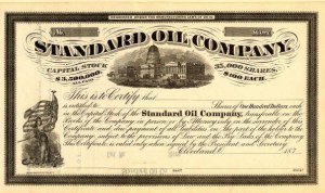 Акция компании Standard Oil. Ее Джон Рокфеллер основал в 1870 году.