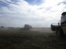 Жатва на передовой - комбайны собирают пшеницу в 2 километрах от оккупированного Донецка