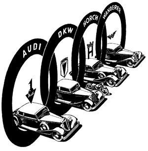 У 1932 році відбулося велике злиття чотирьох німецьких автовиробників - Audi, Horch, DKW і Wanderer. Вони створили концерн Auto Union. Між учасниками концерну були розподілені сегменти ринку. Audi і Wanderer отримали сегмент автомобілів середнього класу, DKW був доручений випуск мотоциклів і малолітражок, Horch зайнявся представницькими автомобілями. Фото: rikauto.com.ua