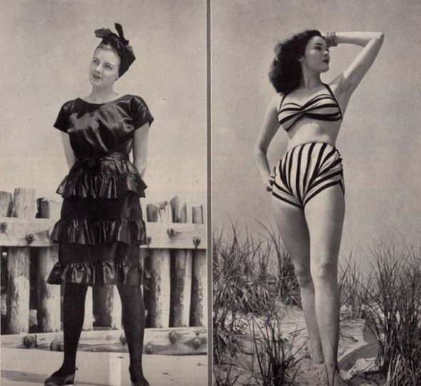 Зліва купальник 1915 року, справа купальник 1945 року.