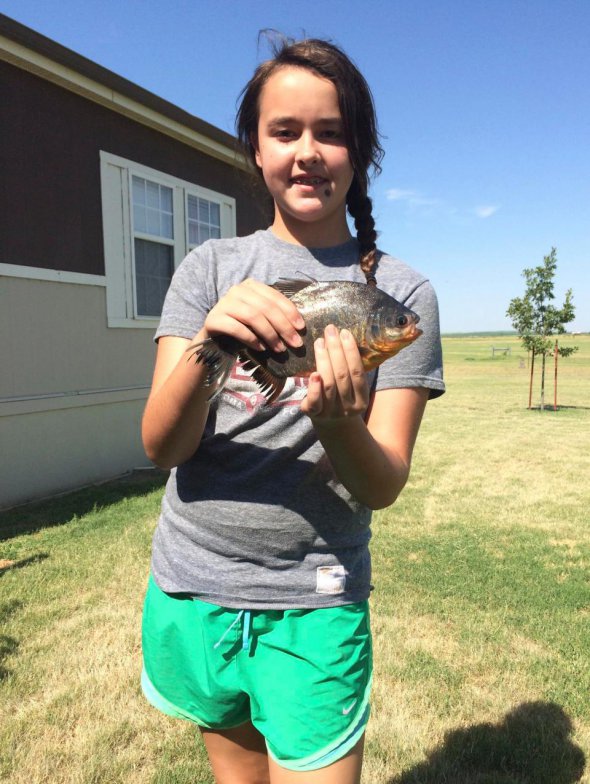 Девушка поймала рыбу с человеческими зубами