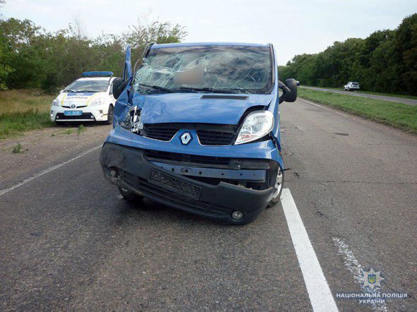 На 201 км трассы Мариуполь-Волноваха столкнулись легковушка Renault и грузовик «ГАЗ»