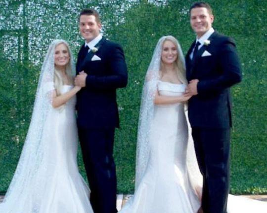 США: сестры-близнецы нашли себе пару одинаковых мужчин и сыграли свадьбу