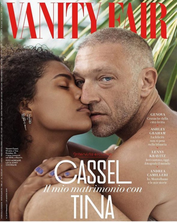 Венсан Кассель снялся в романтической фотосессии с моделью Тиной Кунаки
