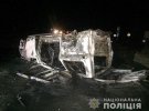 На Полтавщине микроавтобуса марки Volkswagen Transporter Т5.  не справился с управлением. Врезался в бетонный блок и выгорел до основания