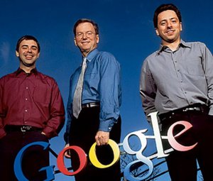 Ларрі Пейдж, Сергій Брін та Ерік Шмідт - засновники Google. Фото: ТСН