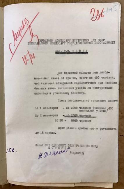 Одеський НКВС попросило збільшити ліміт на розстріли