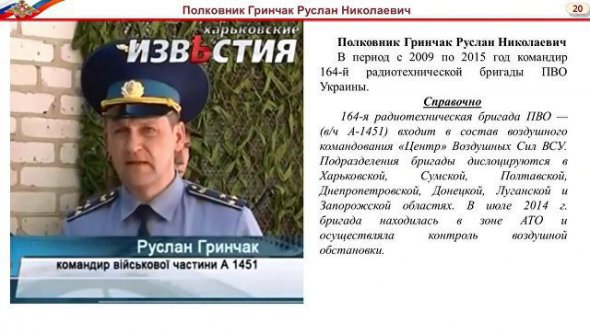 Россияне утверждают, что у них есть аудиодоказ разговора украинского военного Руслана Гринчака, который, якобы, причастен к сбивания самолета