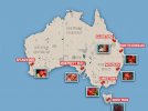На карті показані міста в Австралії, де повідомляли про голки в ягодах
