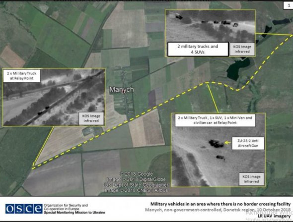 Безпілотник миротворчої місії "побачив", як росіяни переганяють військову техніку на Донбас. 
