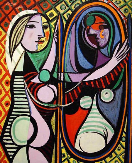 У липні 1930 року Пікассо купив замок Буажелу в Нормандії, 63 км від Парижа. Там облаштував майстерню. В ній у 1930-1936 роках малював портрети Марії-Терези Вальтер, його молодої коханої. "Дівчина перед дзеркалом" - один з найвідоміших її портретів, зроблених у впізнаваній стилістиці, - округлі форми моделі передані плавними, пружними лініями. 