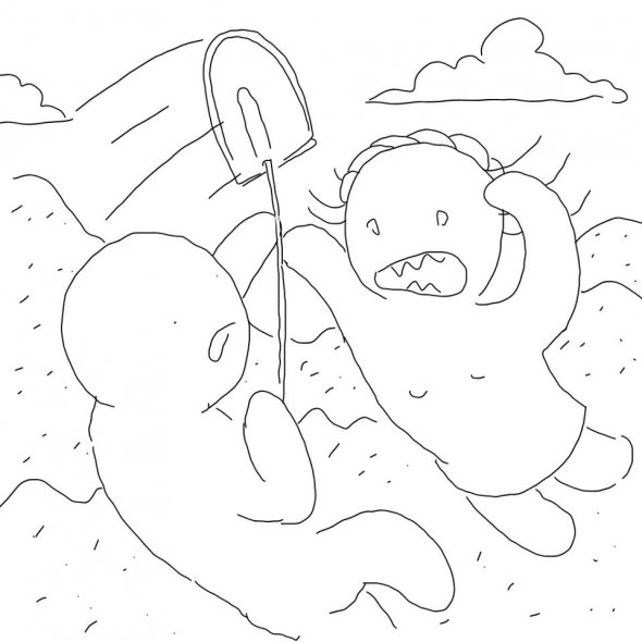 В грі потрібно лопатою відбитися від істоти з косою на голові