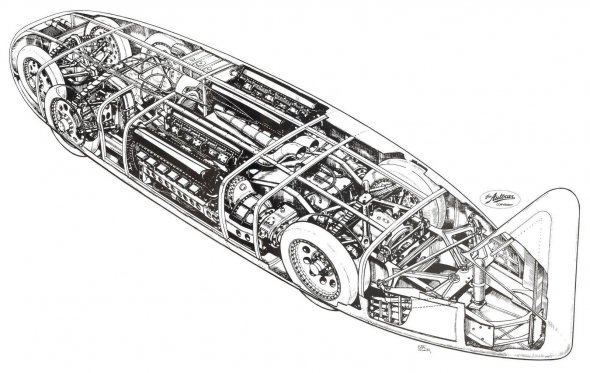 Джордж Айстон вперше в історії подолав 500-кілометрову відмітку на авто Thunderbolt. Фото: Pinterest
