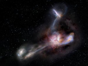 Ярчайшая галактика во вселенной "съела" трех соседей. Фото:  NASA