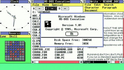Windows 1.0 предоставляла лишь ограниченную поддержку многозадачности для существующих программ MS-DOS