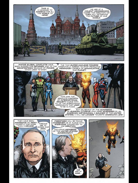 За сюжетом коміксу Супермен прибуває в Росію, а там він зустрічається з Путіним.