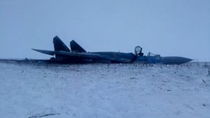 Винищувач Су-27 лежить у полі поряд із аеропортом ”Озерне” на Житомирщині. Літак зазнав аварії під час посадки