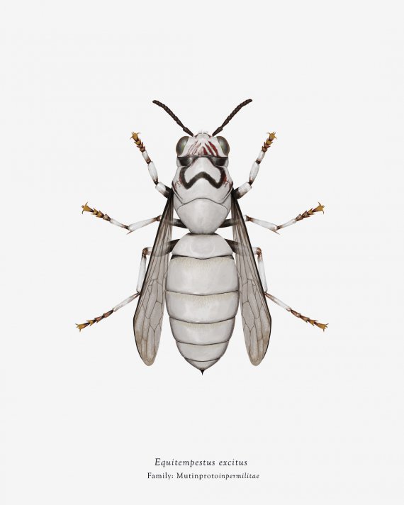 Художник рисует персонажей фильмов в виде насекомых.