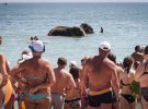 Слони з цирку в Євпаторії купаються в Чорному морі на очах у відпочивальників. Серпень 2018