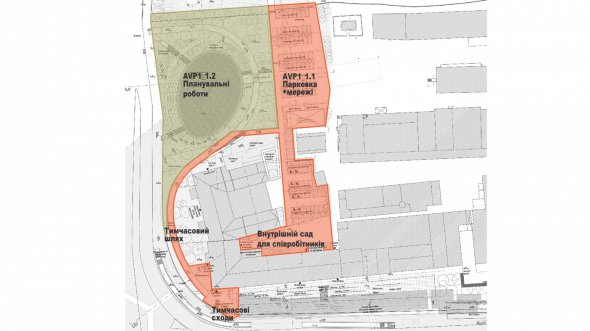 Проект передбачає фонтани перед центральним фасадом будівлі, 3D mapping на фасадах і сімейне кафе.