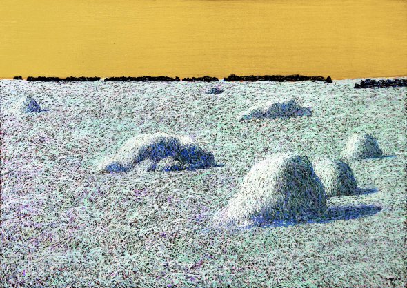 Пейзаж ”І заснула під снігом земля” Іван Марчук намалював у січні 2019 року акриловими фарбами 