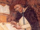 Перше зображення окулярів. Фреска Томмазо да Модени у залі Капітулу семінарії біля Базиліки Сан-Ніколо у Тревізо (1352)