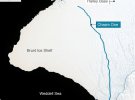 Дослідники вивчають основну тріщину на льодовику, яка залишалася стабільною 35 років, проте наразі процес прискорився: вона розростається зі швидкістю 4 км за рік