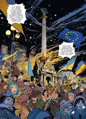 Французькі автори Орельєн Дюкудре і Крістоф Алієл намалювали мітинг у центрі Києва взимку 2014 року незадовго до атаки спецпідрозділу ”Беркут”. Їхній комікс ”Любов на Майдані” видали у Франції наприкінці березня