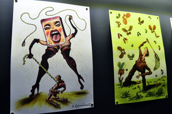 8 травня у Львівській галереї "Сатирикон" відбулося відкриття виставки карикатур Володимира Казаневського "Ватні коліна".