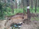 На цвинтарі в Копилах пластик скидають в яму посеред лісу