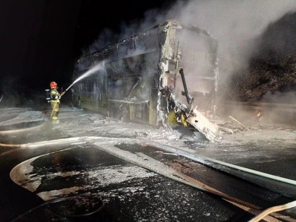 На трассе в Польше сгорел автобус "Киев-Прага". Фото: TVN24