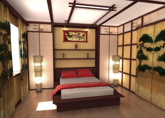Азиатский стиль позволяет создать в комнате приятную атмосферу, которая способствует расслаблению и избавляет от стресса.