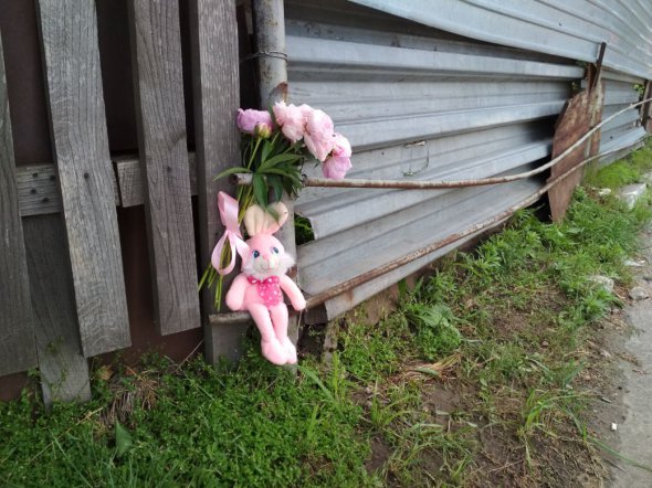 Место гибели Кирилла. Неравнодушные принесли игрушечного зайца и цветы