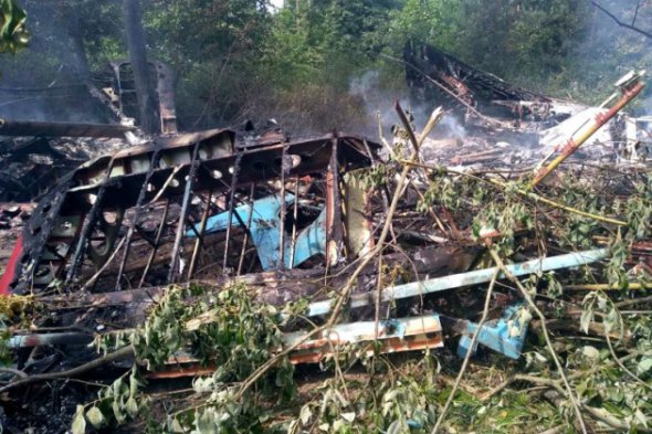 На Полтавщине сгорел самолет, который обрабатывал поля. Фото: ДСНС