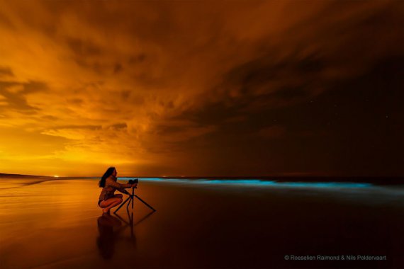 Голландский фотограф Розелин Рэймонд зафиксировала в ночном море уникальное явление "морского сияния"