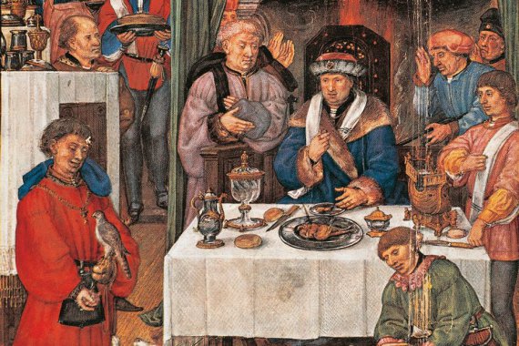 Как питались богачи в эпоху Средневековья. Фрагменты из миниатюр.