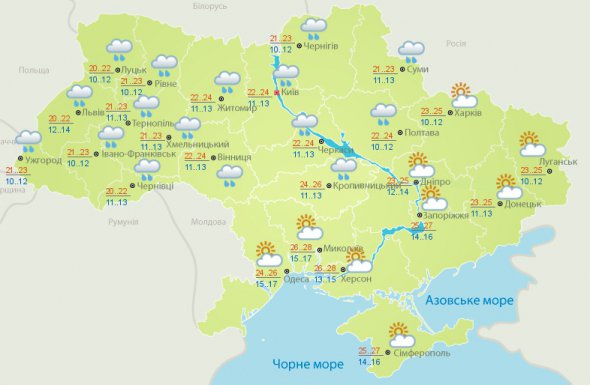 Погода на следующую неделю в Украине