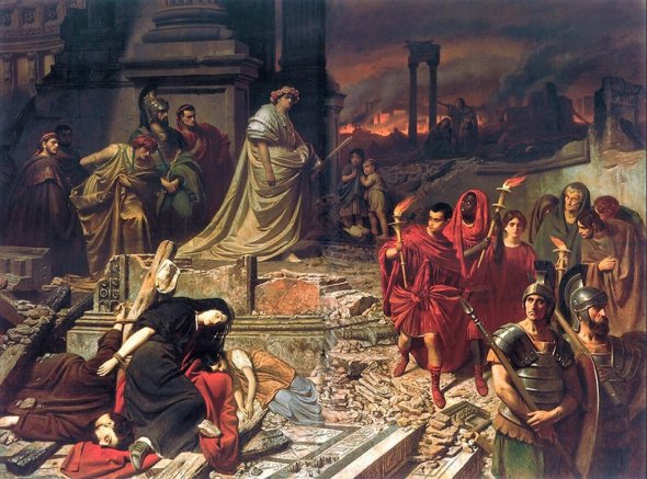Нерон смотрит на горящий Рим.Художник Карл Теодор фон Пилоти 1861 и
