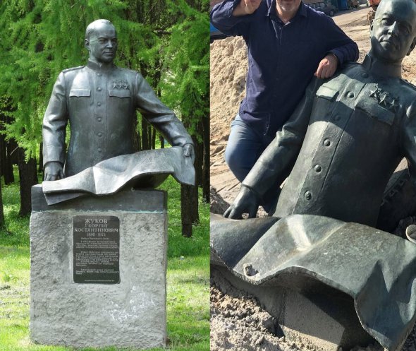 В Яготине Киевской области снесли памятник маршалу Жукову