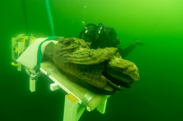 Археологи поднимают носовую фигуру корабля со дна Балтийского моря