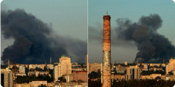 Черный дым от пожара виден за много километров