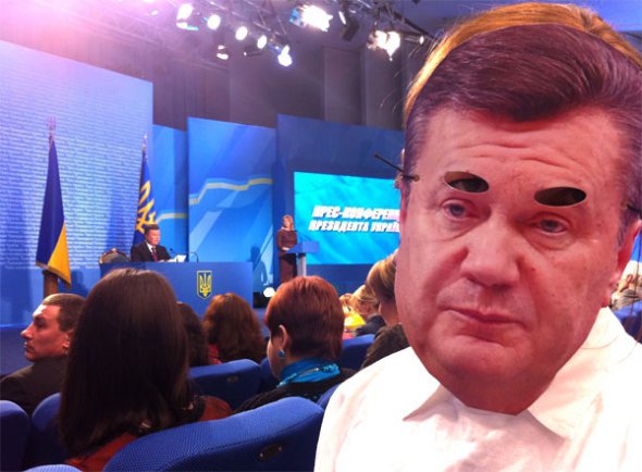 На пресс-конференциях Януковича журналисты протестовали.