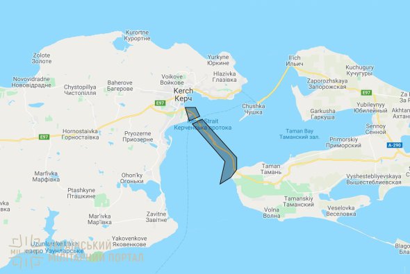 Приблизний план перекриття Керченської протоки російськими окупантами