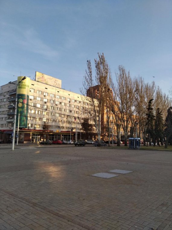Пустые центральные улицы Донецка. Фото: твиттер 