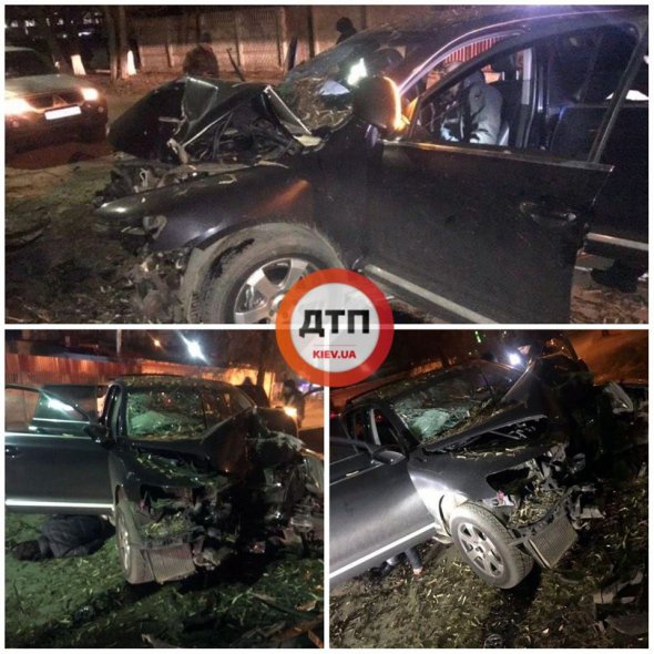 В Броварах Киевской области внедорожник Volkswagen Tiguan влетел в дерево. Трое пострадавших