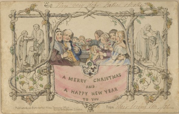Показали самую первую коммерческую рождественскую открытку созданную в XIX в.